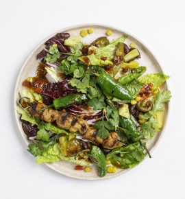 Grilled chicken and Padron pepper salad